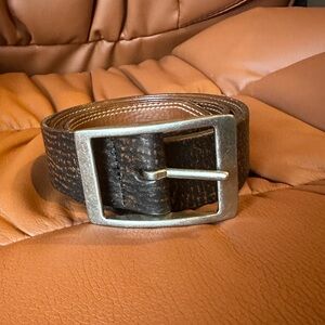 Vintage Classic Brown Distressed Leather Men's Belt - Size 38